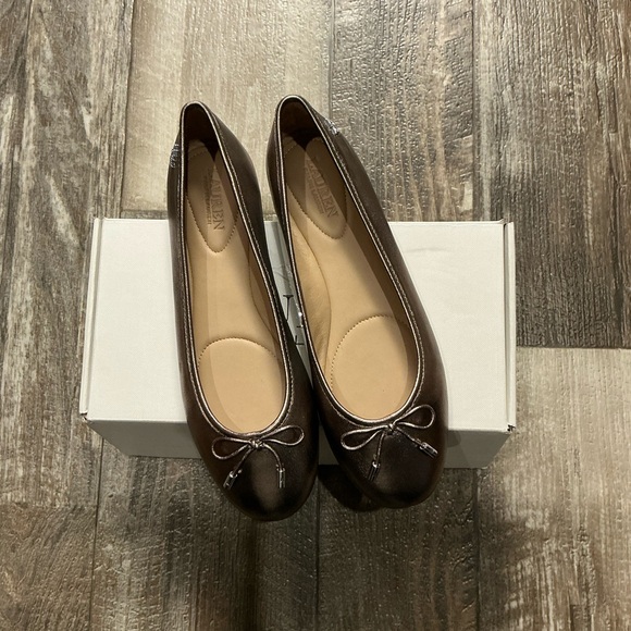 Ralph Lauren Metallic Brown Ballet Flats Size 6B - Picture 2 of 16